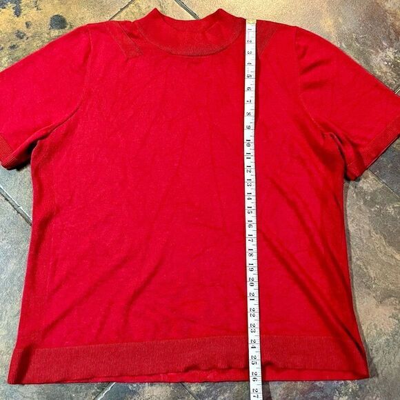 Allison Daley Women’s Plus Red Mock Turtleneck Short Sleeve Sweater 1X - Picture 7 of 11
